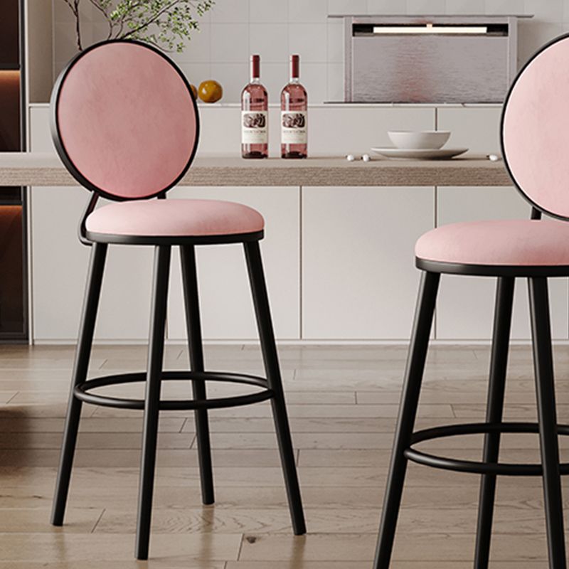 Modern Armless Backrest Counter Stool Iron Bar Stool with Pedal for Cafe