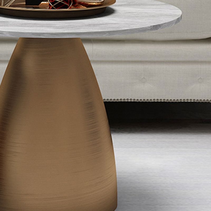 Glam Round Slate Cocktail Table Tray Top Brushed Metal Coffee Table