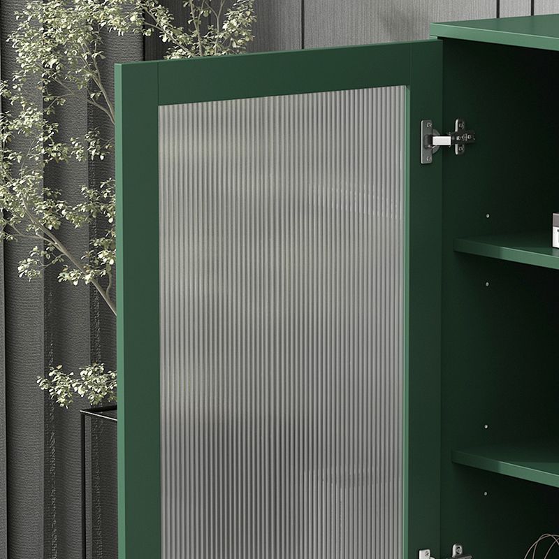 11.8" W Contemporary Bar Pulls Accent Chest in White/ Blue/ Green with Steel Legs