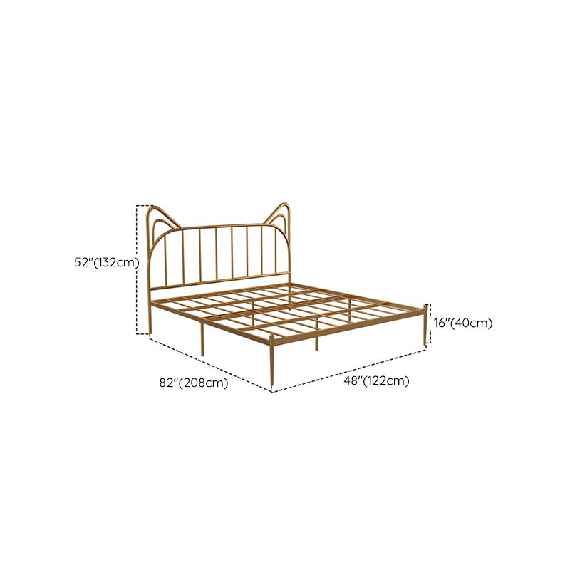 Modern Steel Standard Bed with Spindle Headboard in Pink Animals Theme