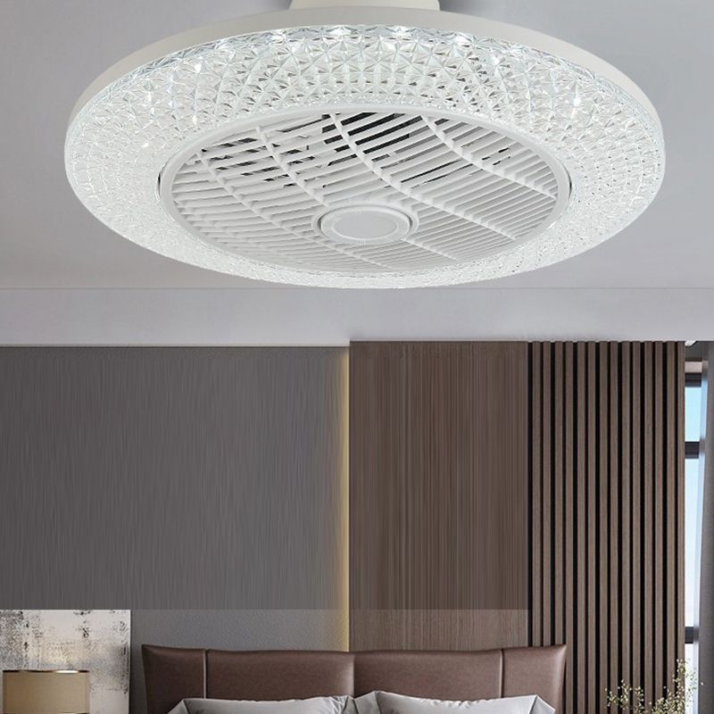 Illuminazione a ventola rotonda saldata fredda minimalista acrilico bianco semifulco per camera da letto