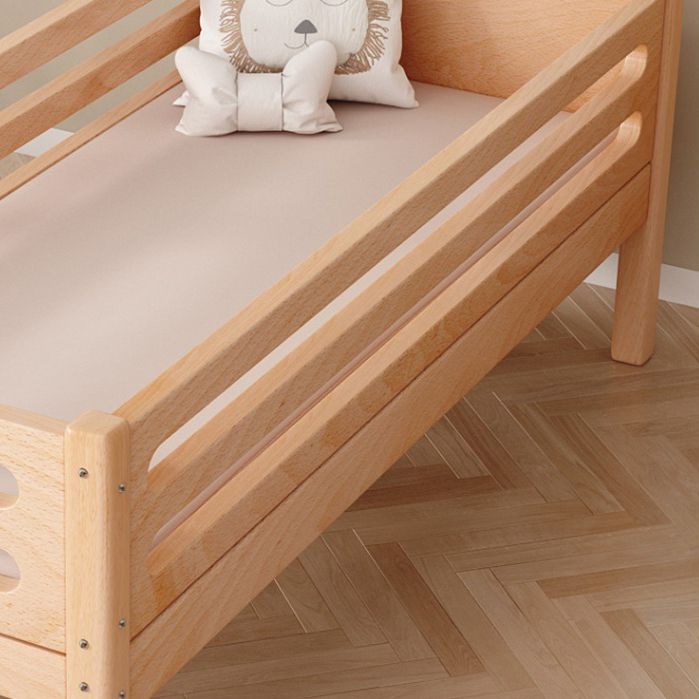 Luxurious Style Solid Wood Nursery Bed in Nature with Guardrail