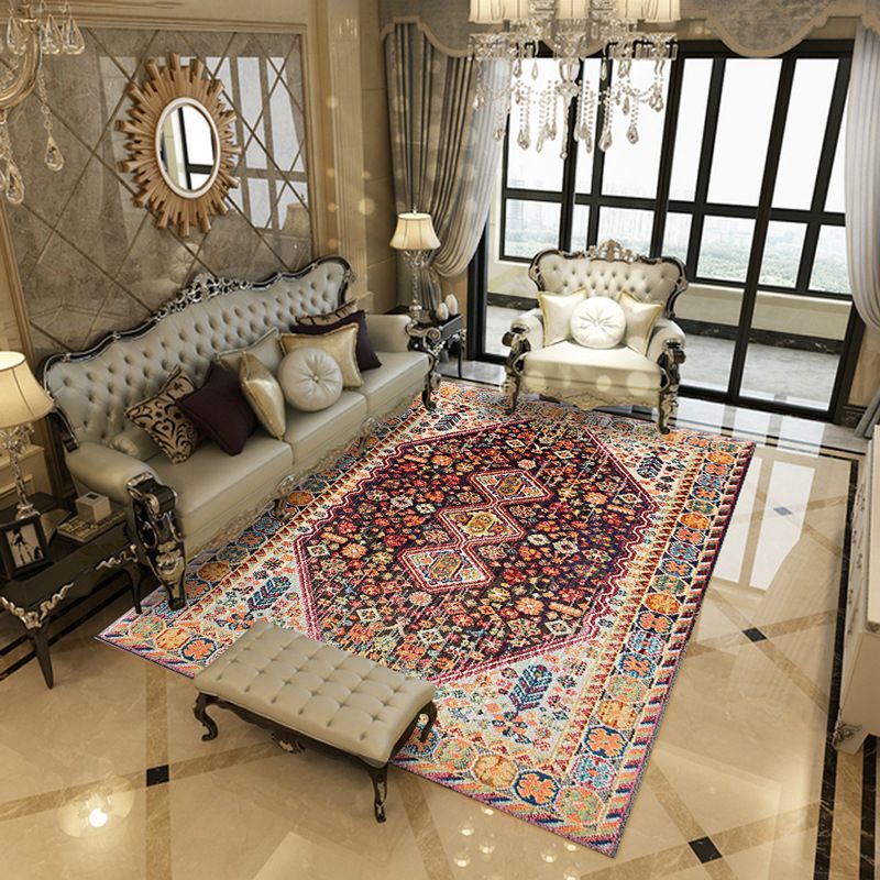 Tapis graphique en polyester bleu en polyester tapis de support sans glissement pour salon