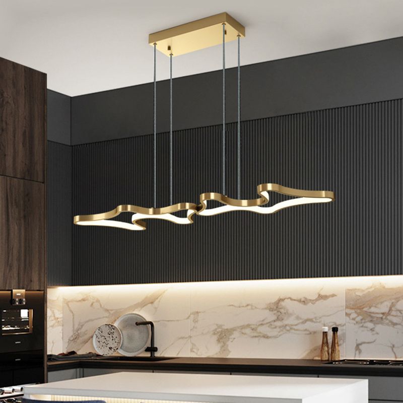 1 leichte moderne Metallleuchterlampe Linear LED Island Anhänger für Esszimmer