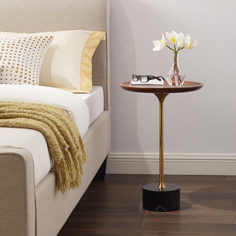 23.6"/27.5" Tall Marble Pedestal Side Table Wood Round Side End Table