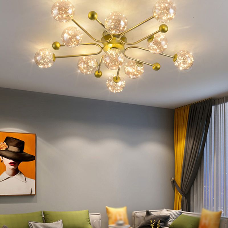 Modern Ball Semi Flush Ceiling Light Glass Living Room LED Ceiling Light