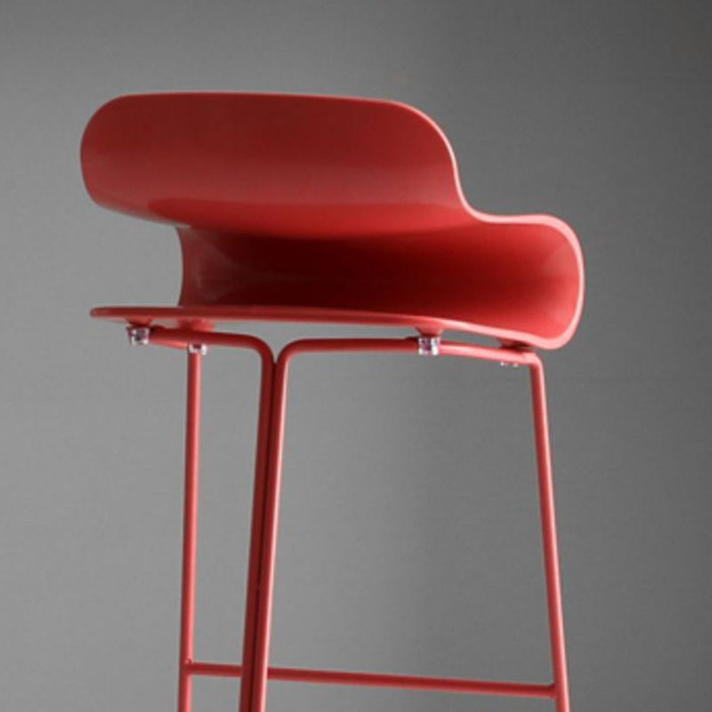 Armless Metal Indoor Bar Stool Scandinavian Plastic Stool with Footrest