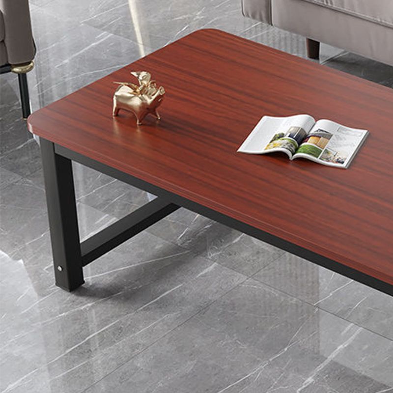 Rectangle Wooden Top Coffee Table with Metal Four legs Modern Style