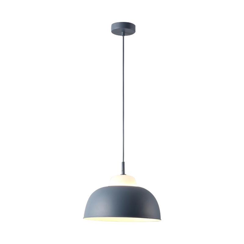 Nordic Style Bowl Shade Pendant Light 1 Bulb Metallic Hanging Light Fixture in Black/Green over Table