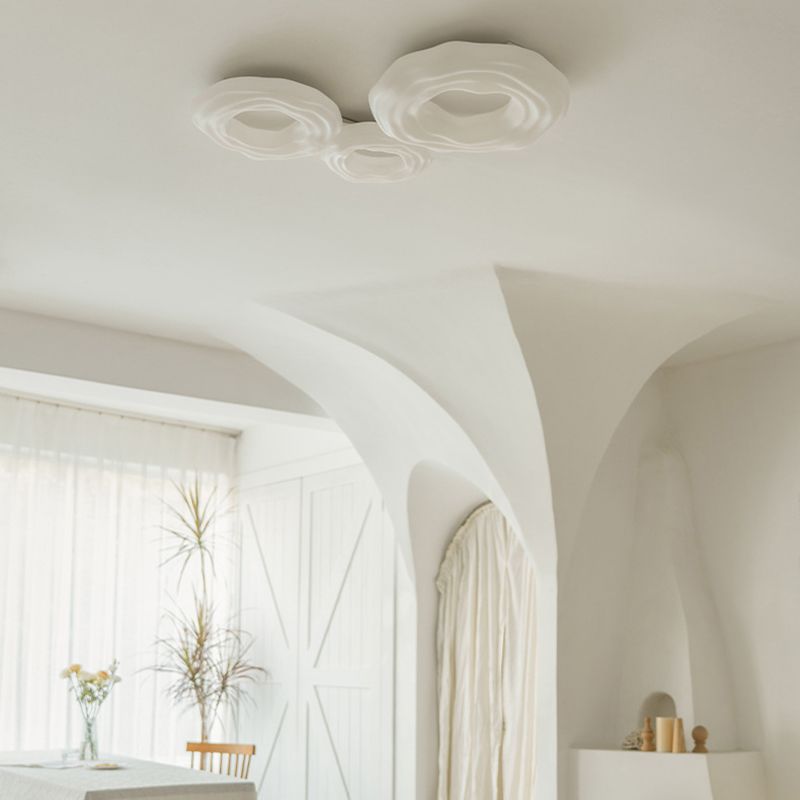 Metal Geometric Flush Mount Fixture Modern 3 Lights Flush Light Fixture in White
