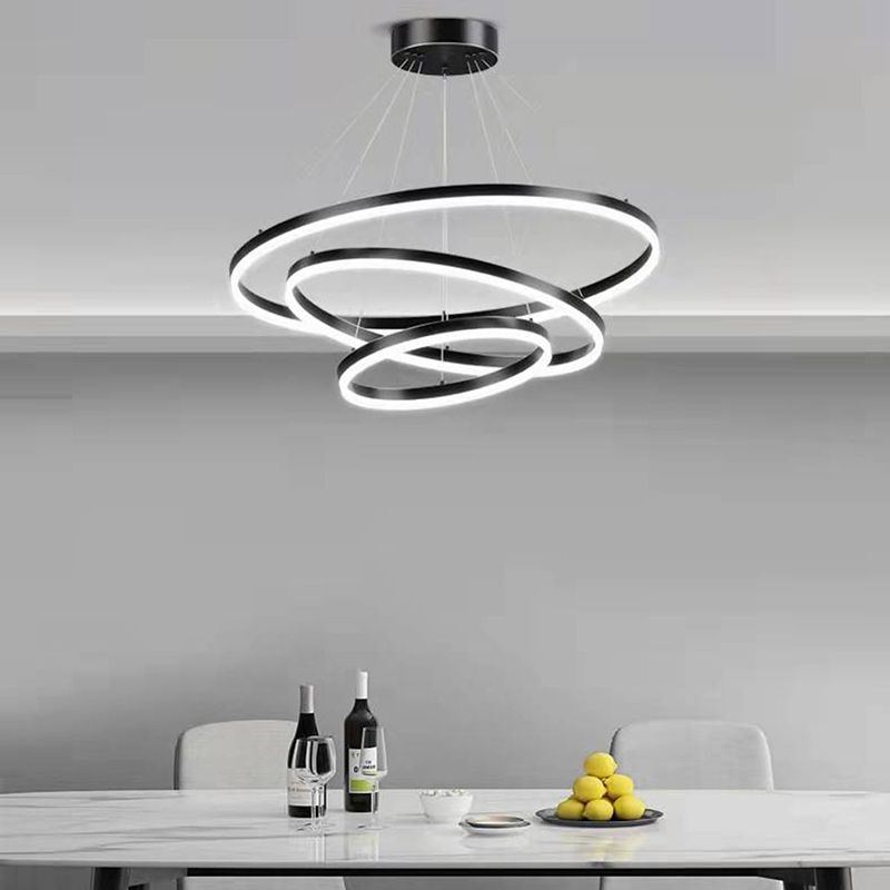 Black Multi-Tier Chandelier Lighting Fixture Modern Chandelier Pendant Light for Bedroom
