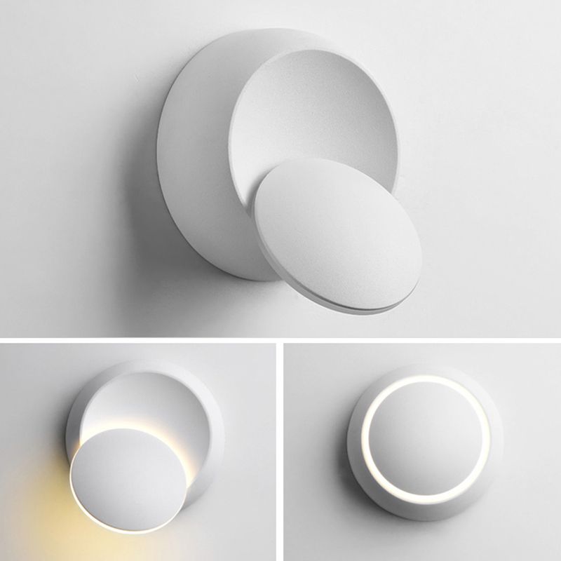 Noordse eenvoud Stijl Ronde LED Wandlicht 360 ° Roteerbaar Mini Sconce Light voor slaapkamerbalkon