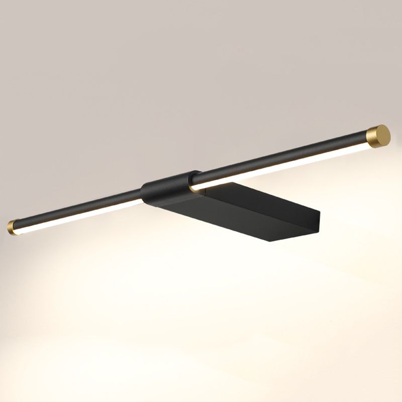 Metal linear Shade Mirror Wall Lights Modern 1 Head Wall Mount Fixture in White and Black