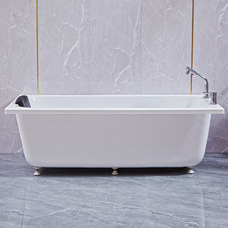 Modern Rectangular Freestanding Bath Acrylic Soaking Pop-up Drain Bathtub