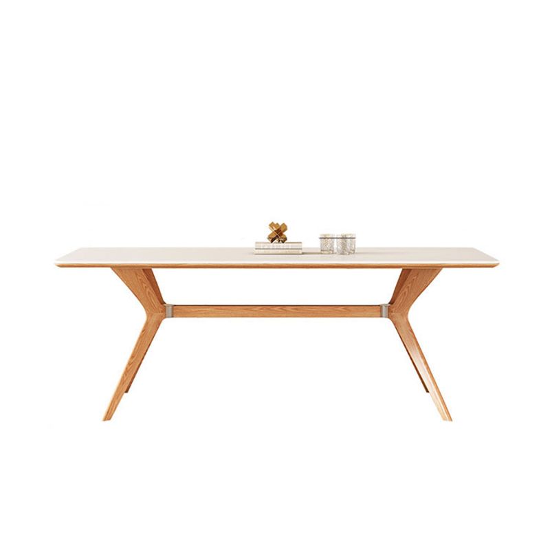 Industrial Dinner Table Rectangle Stone Dining Site Table in White