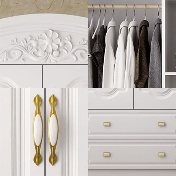 White Colour Wooden Wardrobe 2-Drawer Soft Close Door Wardrobe Closet