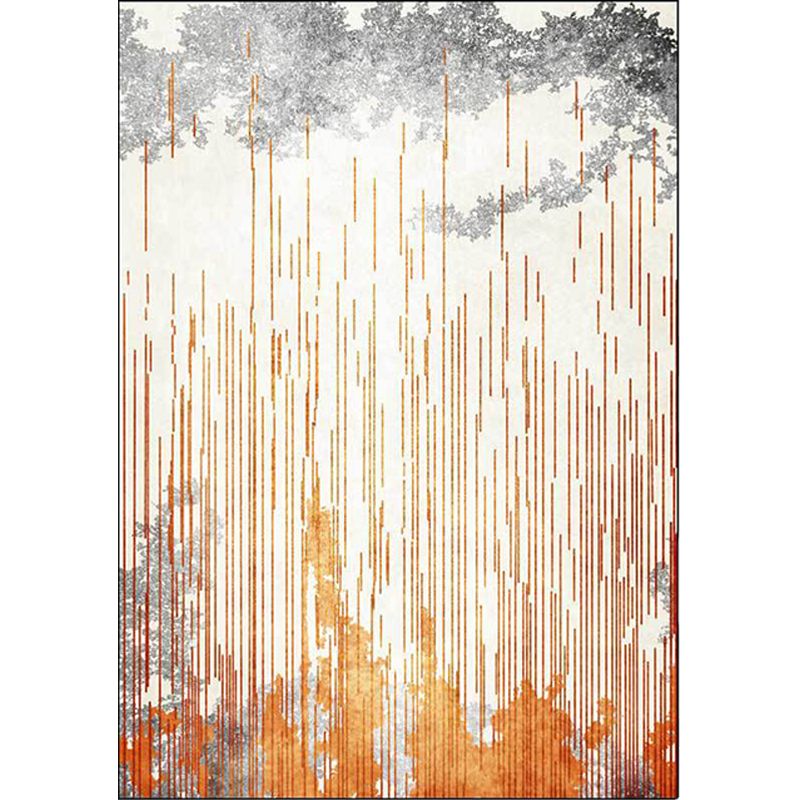 Orange and Grey Novelty Rug Polyester Stripe Pattern Rug Washable Non-Slip Backing Carpet for Living Room