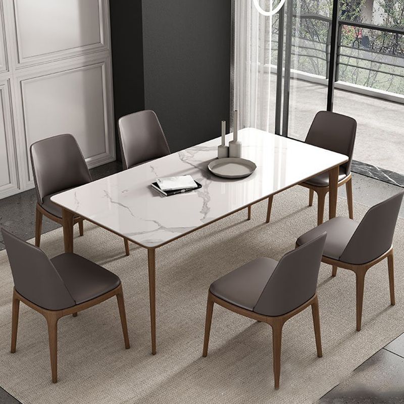 Modern Style Sintered Stone Dining Set Wood 1/3/4/5/7 Pieces Dining Set for Dining Areas