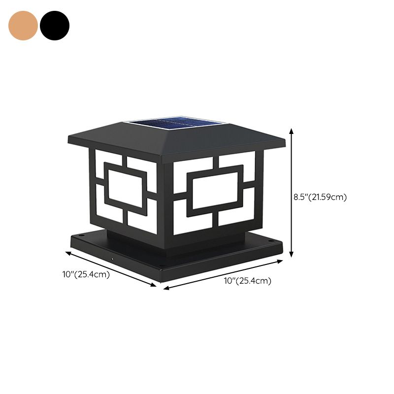 Simple LED Pillar Light Geometric Solar Lighting Fixture for Backyard