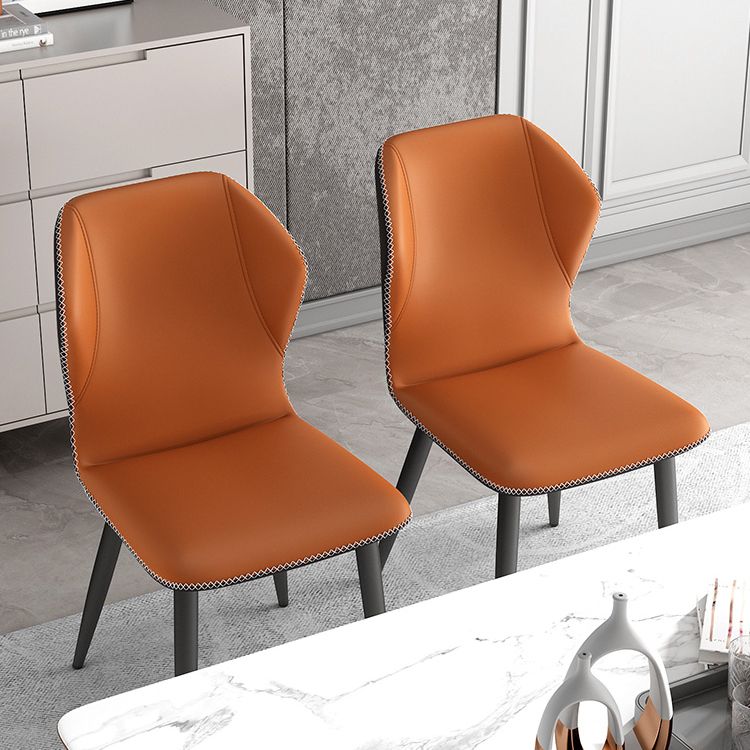 Chaises de salle à manger sans accoudoirs rembourrées à oreilles, chaises d'appoint avec pieds en métal