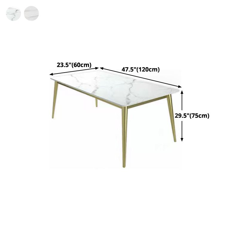 Metal Traditional Luxury Rectangle Table Sintered Stone Top Table with 4 Legs