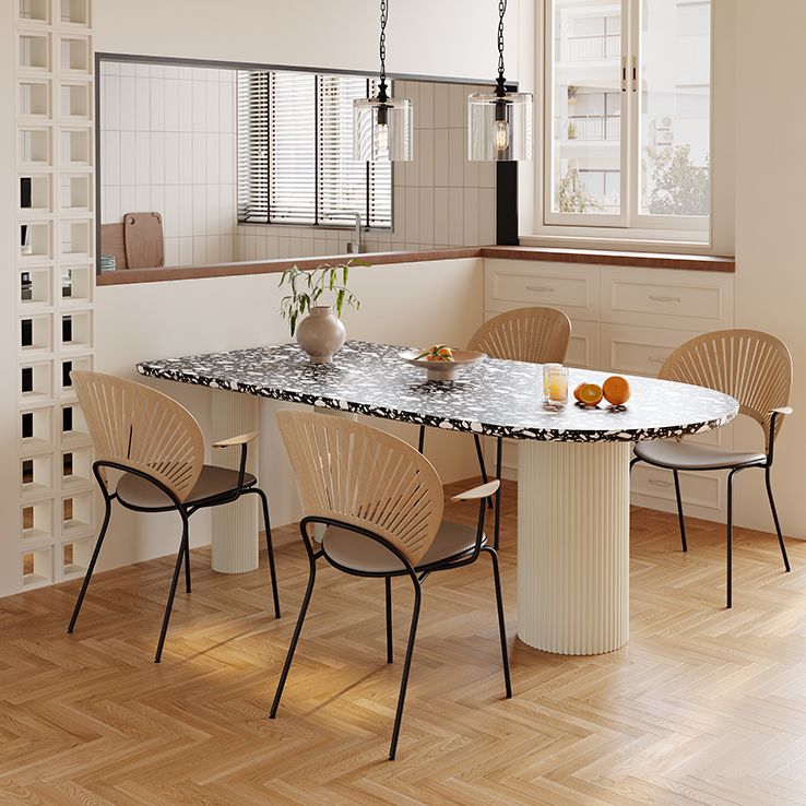 Free Form Contemporary Dining Table for Home Stone Dinette Table with 3 Legs