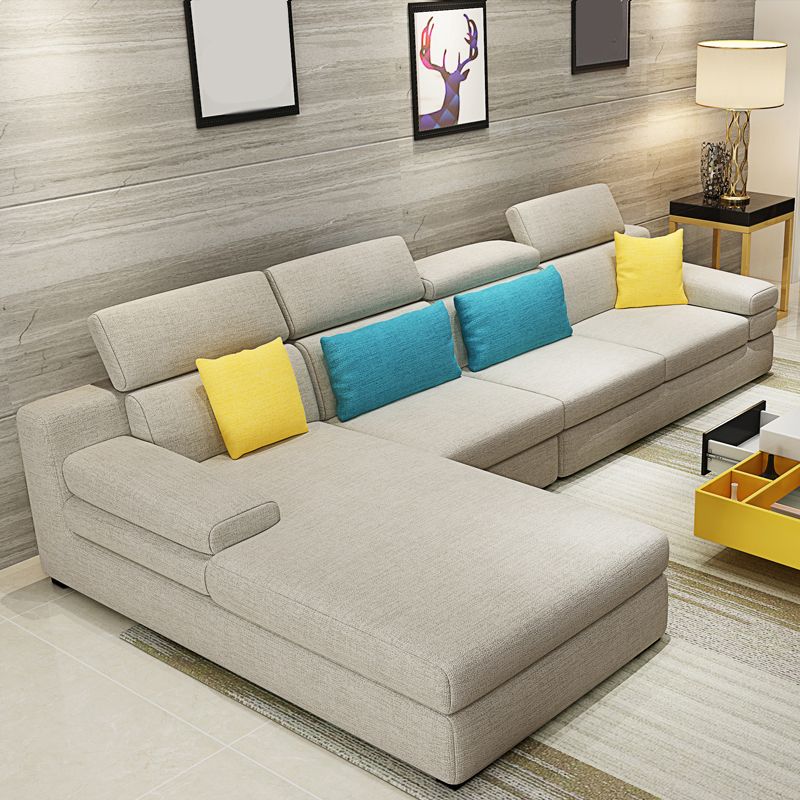 Contemporary High Back Sectionals 35.43"High 5-Seat Square Arm Sofa for Apartment