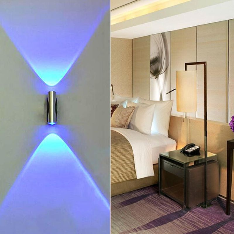 2 Lights Cylinder Wall Mounted Lamps Modern Style Metal Wall Sconces in Silver