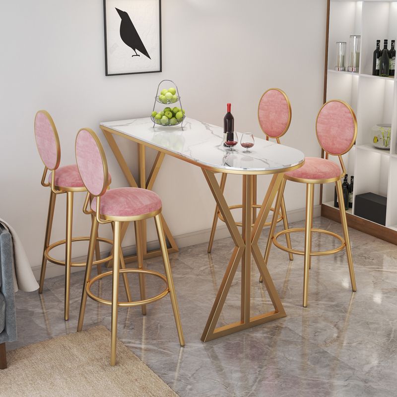 Glam 1/2/3/5 Pieces Sintered Stone Bar Table Set Fixed Table Counter Set for Dining Room