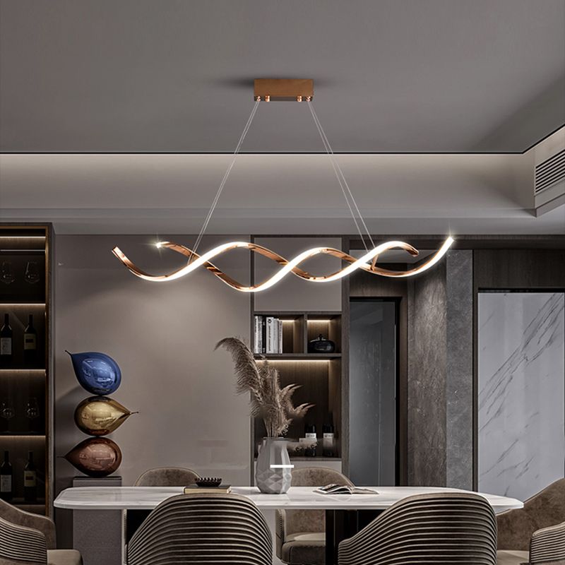 Modern Linear Chandelier Island Lights Metal Chandelier with Silicone Shade