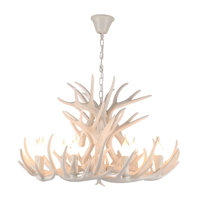 Deer Horn Shaped Resin Chandelier Lighting Retro Dining Room Pendant Light Fixture