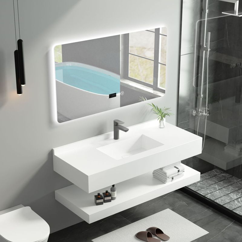 Contemporary Vanity Sink White Bathroom Vanity Cabinet with Mirror