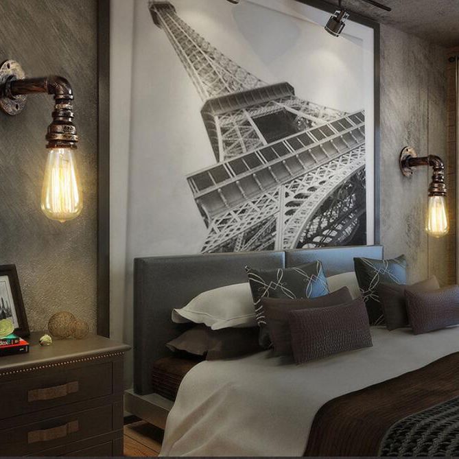 Pipa dell'acqua ombra illuminazione a parete metallica in stile industriale 1 lampada montata a parete