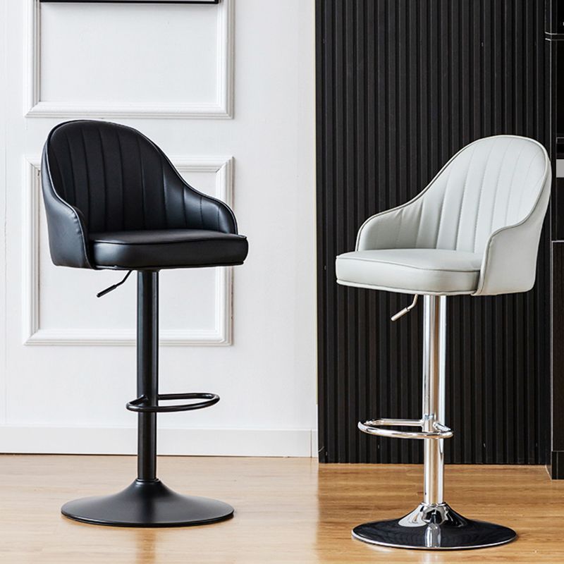 Contemporary Metal Bar and Counter Stool Low Back Stool with Pedestal Base