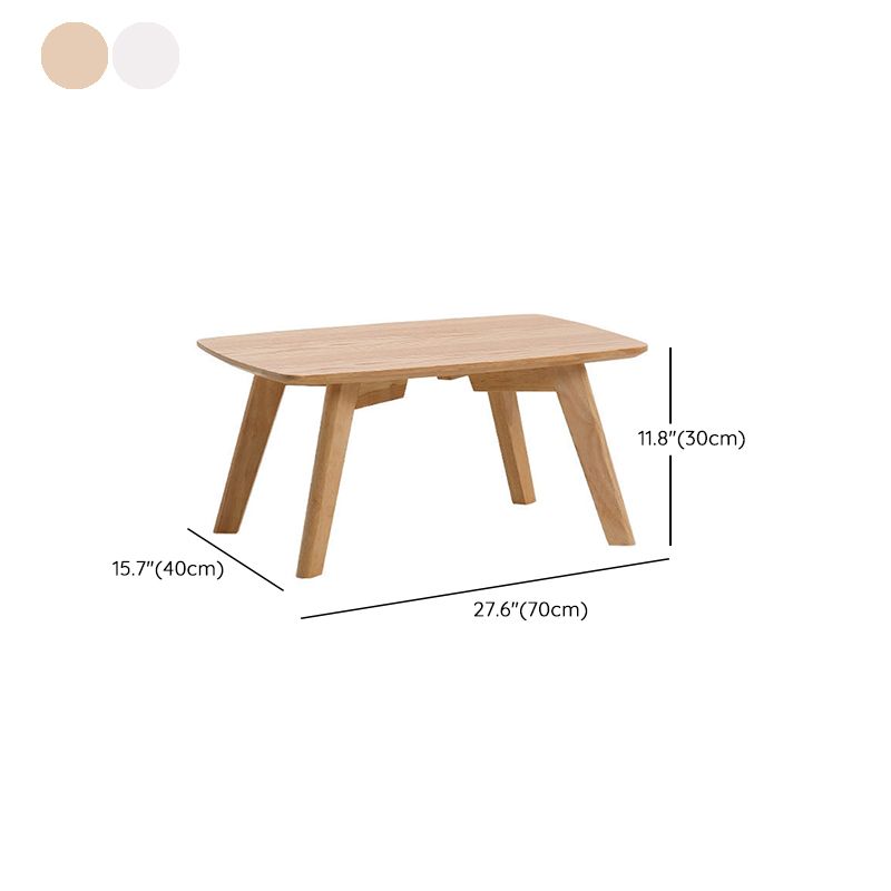 Solid Wood 4 Legs Coffee Table Modern 11.8" H Cocktail Table