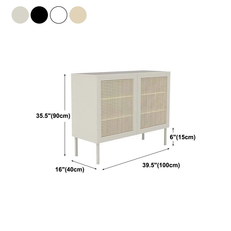 Rattan Pine Living Room Sideboard Cabinet Modern Server Cabinet with Storage