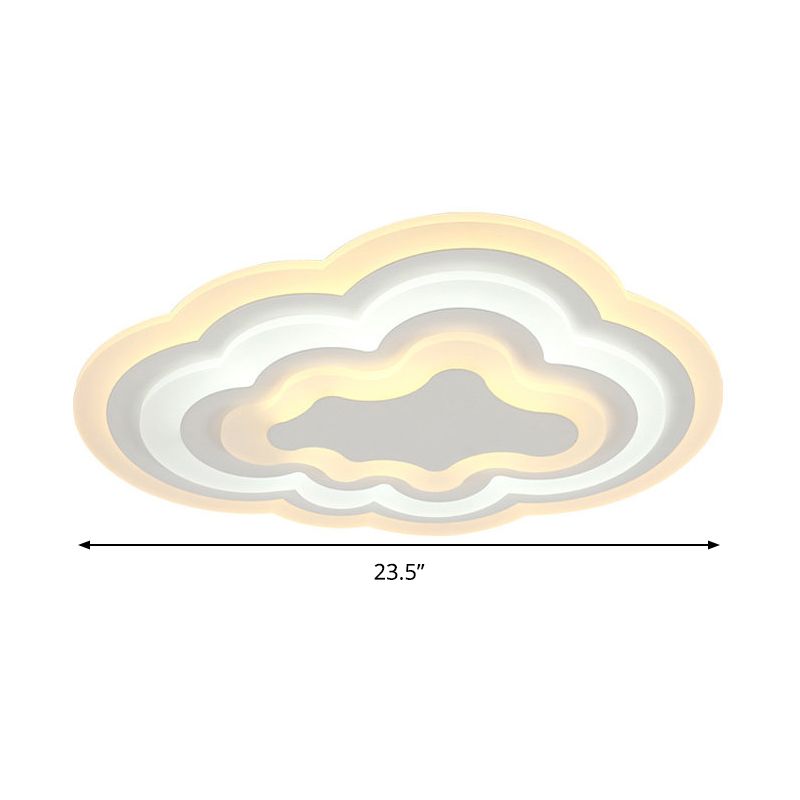 15"/18"/23.5" W Acrylic Cloud Flush Light Minimalist LED White Indoor Light Fixture in Warm/White Light