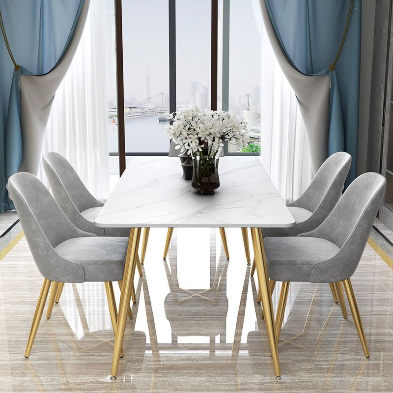 Traditional Luxury Rectangle Dining Table Stone Dinner Table with 4 Legs