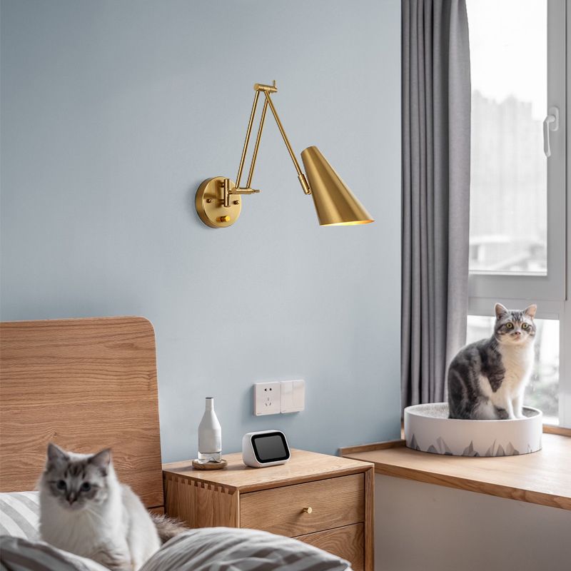 Modern Style Metal Wall Sconce 1 Light Wall Mount Light for Bedroom Bedside