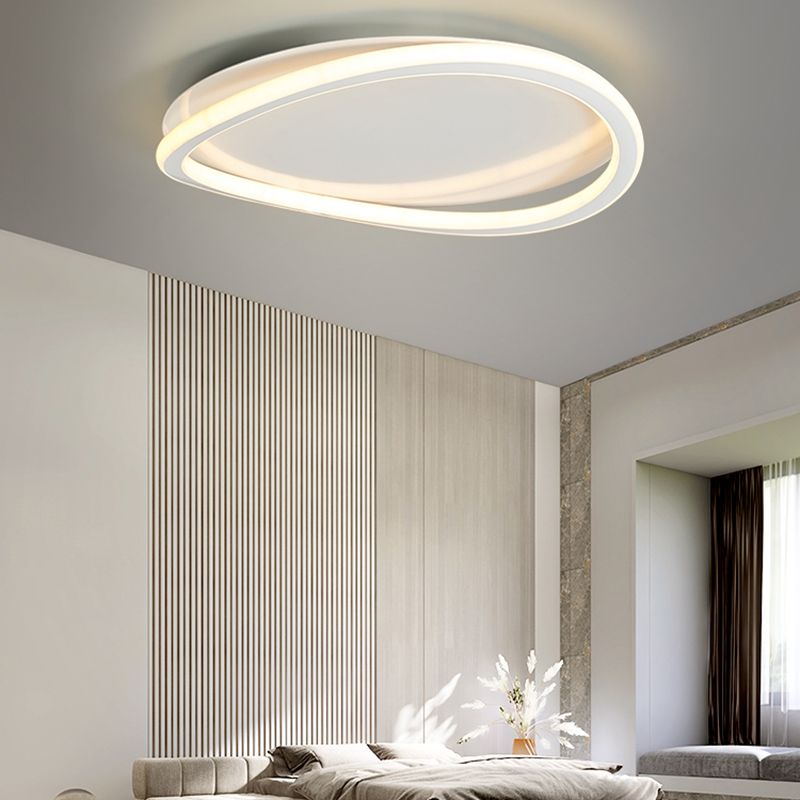 Minimalism LED Flush Mount White Metal Ceiling Light Fixture for Bedroom