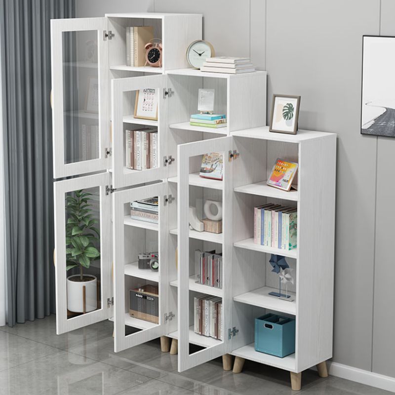 Engineered Wood Standard Bookshelf Modern White Bookcase with Shelves