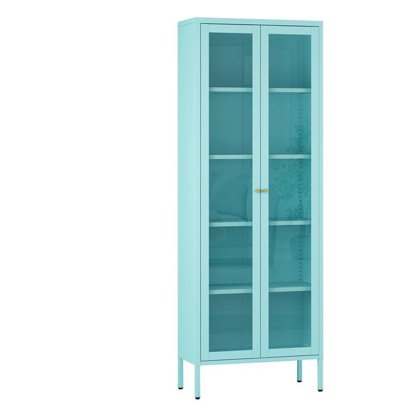 Modern Style Bookcase Metal Closed Back Bookshelf with Door for Home Office