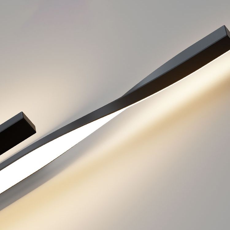 Linear Shape Metal Vanity Sconce Light Modern Style 2-Lights Vanity Mirror Lights in Black