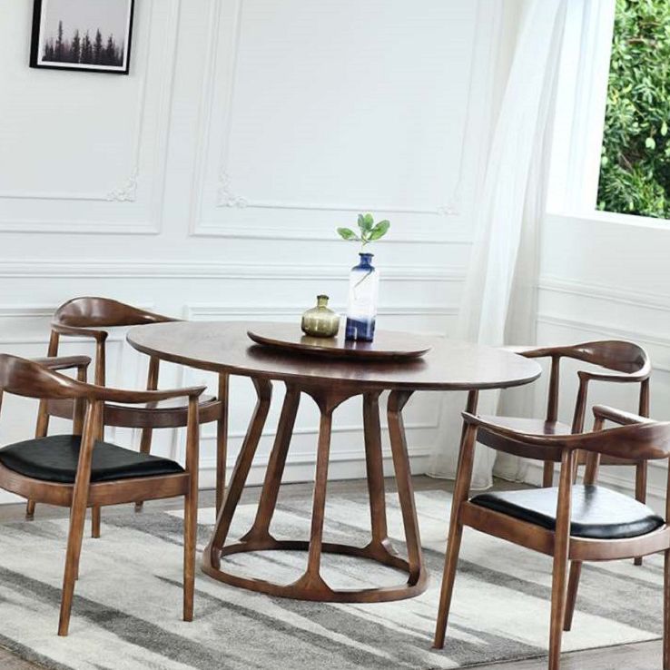 Table à manger en bois massif moderne table ronde marron avec base de piédestal pour la maison