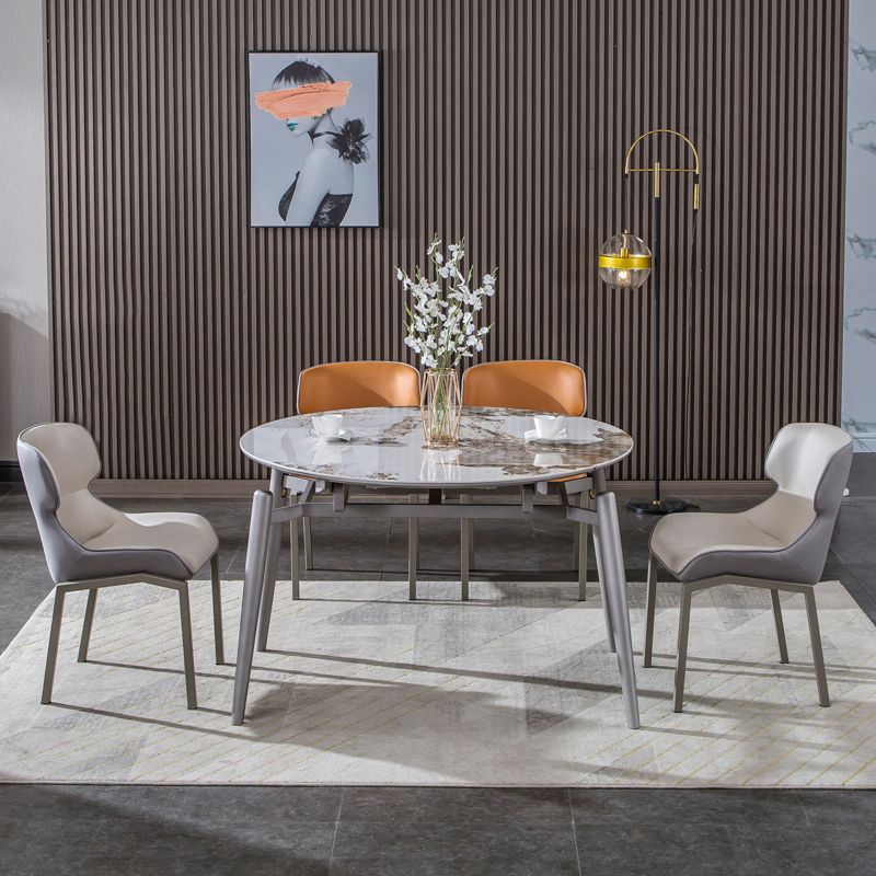 Extendable Dining Table Modern Round Stone Dinner Room Kitchen Table