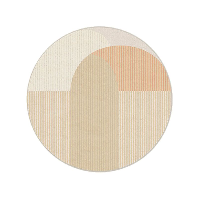 Beige Modern Area Carpet Stripe Pattern Polyester Area Rug Anti-Slip Washable Rug for Home Decor