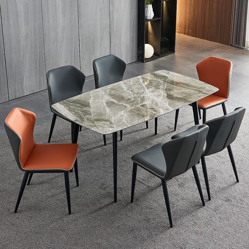 Glossy Gray Dining Table Set 1/4/5/7 Pieces Contemporary Dinette Set for Kitchen