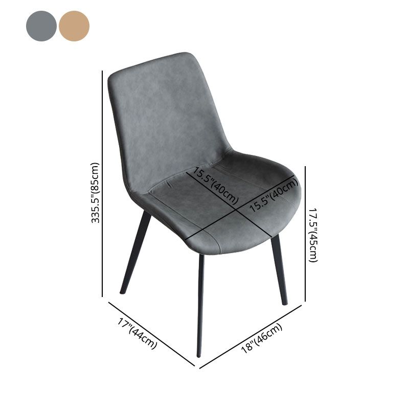 Sillas de comedor estilo moderno Silla individual sin brazos con patas de metal