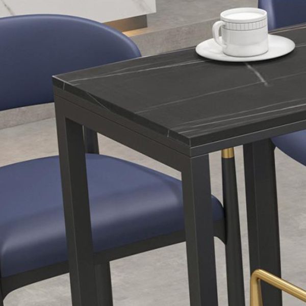 Industrial Rectangle Bistro Table Matte Finish Stone Top Bar Table