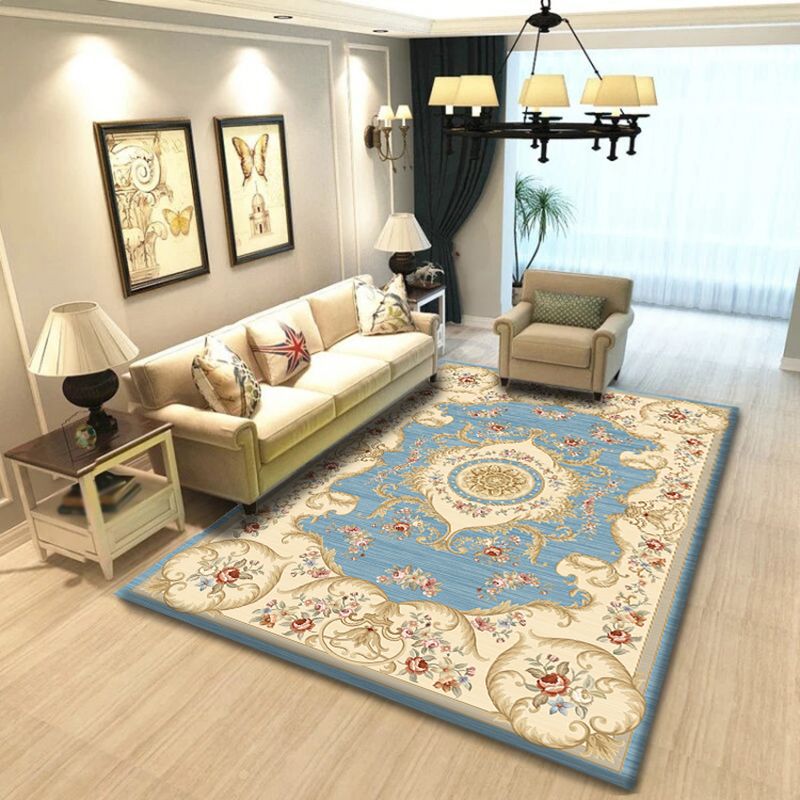 Modern European Carpet Antique Pattern Polyester Area Rug Non-Slip Backing Rugu for Home Decor